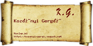 Kozányi Gergő névjegykártya